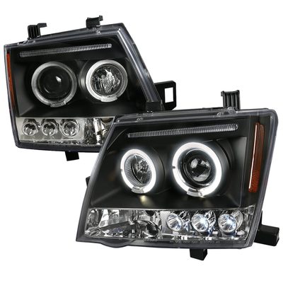 2005-2015 Nissan Xterra Dual Halo Projector Headlights Matte Black/Clear Lens