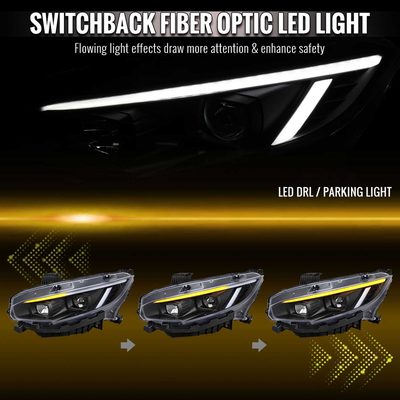 For Honda Civic 2016-2021 Projector Headlights Sequential DRL Matte Black Housing Clear Lens