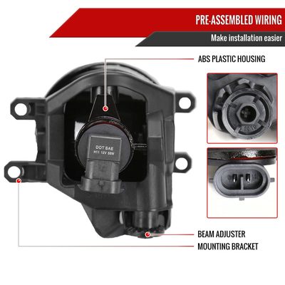 2015-2017 Toyota Yaris 2/4DR H11 Fog Lights Kit Switch & Wiring Harness Chrome
