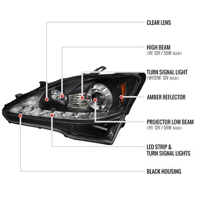 2006-2010 Lexus IS250/IS350 LED Light Headlights LED Signal Lights Black