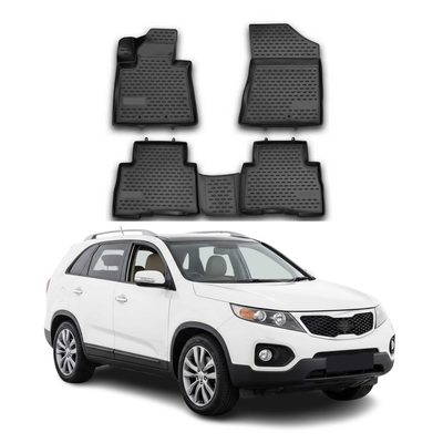 2014-2015 Kia Sorento Floor Mats Liners Full Set All Weather Black