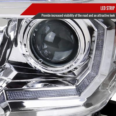 2016-2023 Toyota Tacoma LED Bar Projector Headlight Chrome/Clear Lens