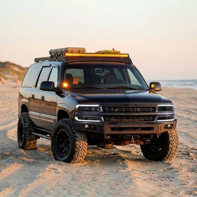 For Chevrolet Silverado Tahoe Suburban 1999-2002 LED Bar Style Headlights Bumper Light Chrome Housing Smoked Lens