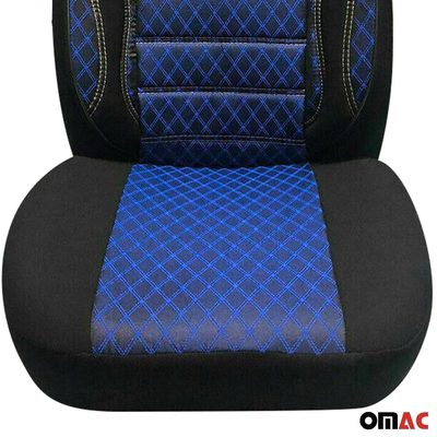 OMAC Universal Semi Custom Front Car Seat Cover Protector Blue-Black Polycotton