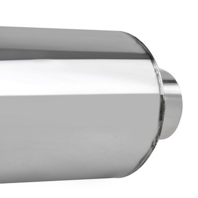 Universal 2.5" Inlet/4" Outlet S. Steel Muffler w/ Fireball Style Burnt Tip