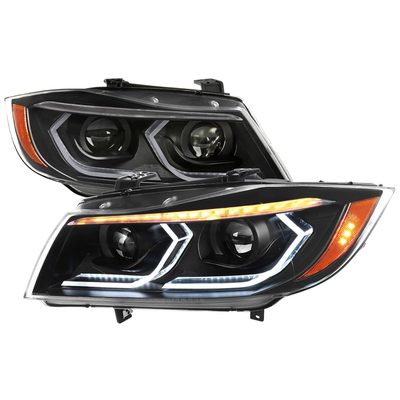2006-2011 BMW E90 3 Series Sedan 3D Iced LED Dual Projector Headlights Black