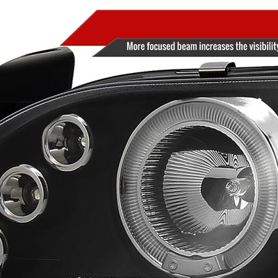 1993-1997 Toyota Corolla Dual Halo Projector Headlights Matte Black/Clear Lens