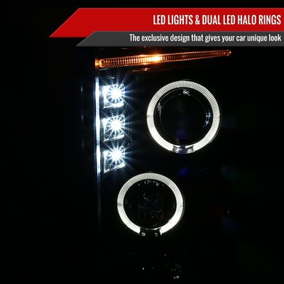 2008-2010 Ford F-250 F-350 F-450 Dual Halo Projector Headlights Black/Smoke