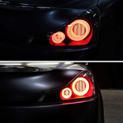 For Infiniti G37 2008-13 / Q60 Coupe 2014-15 LED Tail Lights Switchback Sequential Turn Signals Black Housing Smoked Lens