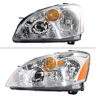 2002-2004 Nissan Altima Crystal Headlights w/ Amber Reflector Chrome/Clear