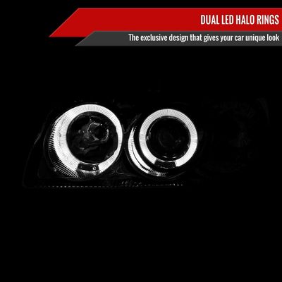 2004-2006 Nissan Sentra Dual Halo Projector Headlights Chrome/Clear Lens