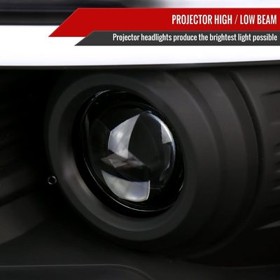 2009-2014 Ford F-150 LED Strip Projector Headlights Matte Black/Clear Lens