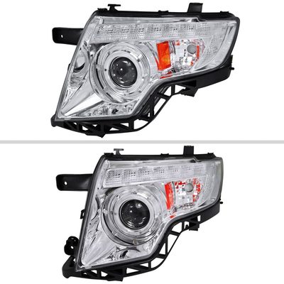 2007-2010 Ford Edge Halo Projector Headlights w/ LED Light Strip Chrome/Clear