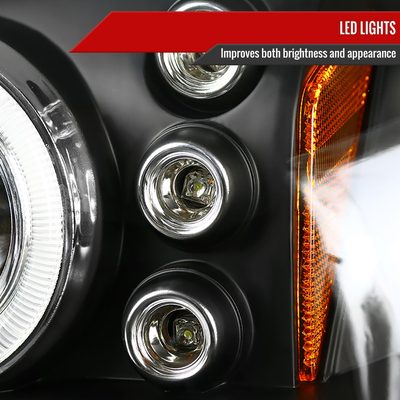 2000-2005 Chevy Impala Dual Halo Projector Headlights Matte Black/Clear Lens