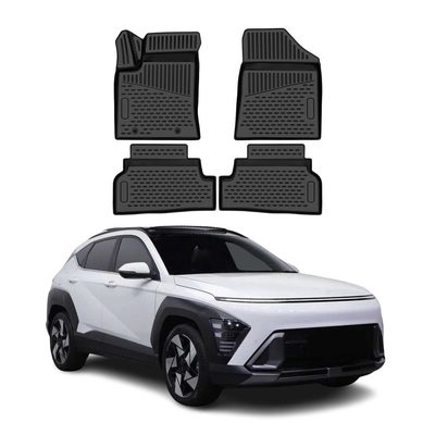 OMAC Floor Mats Liner for Hyundai Kona Electric 1.gen 2022-2023 Facelift Black