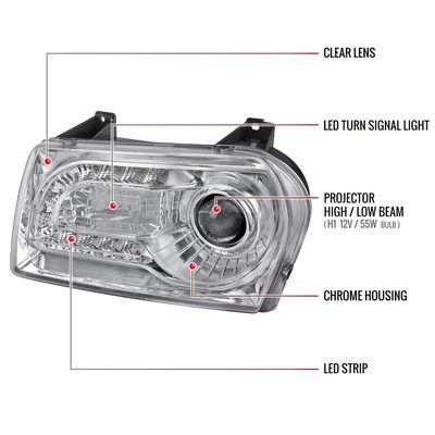 2005-2010 Chrysler 300 Base/LX/Touring Headlights LED Light&LED Signal Chrome