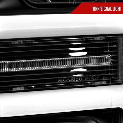 For Ford F-150 2018-2020 LED C Bar Projector Headlights Black Housing Clear Lens