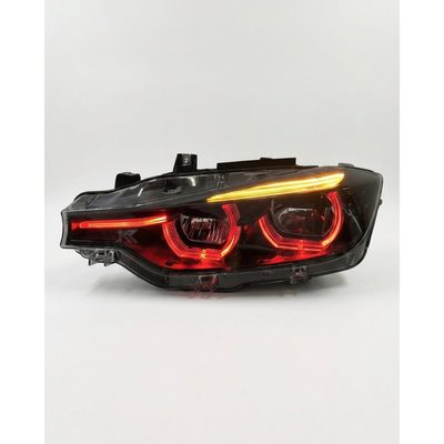 BMW 3 Series F30 / F31 / F35 V3 Smoked Triple-Color LED Headlight Assembly (White / Yellow / Red DRL) 2012 - 2018 (Replaces 63117314531)