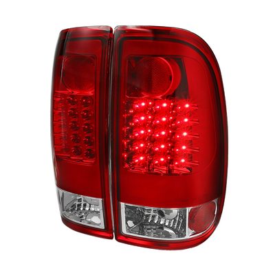 2008-2016 Ford F-250/350/450/550 Super Duty LED Tail Lights Chrome/Red Clear