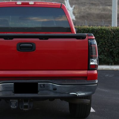 2003-2006 Chevy Silverado Red C Bar LED Tail Lights - G2 Black/Clear Lens
