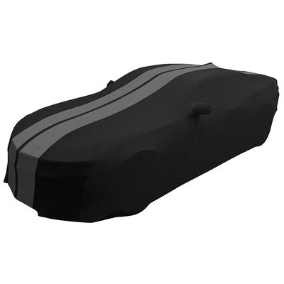 2010-2024 Camaro Ultraguard Stretch Satin Indoor Car Cover : Sport Series - Black with Gray Stripes