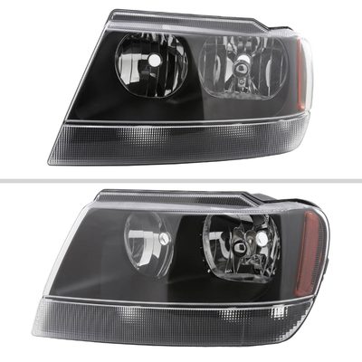 1999-2004 Jeep Grand Cherokee Factory Crystal Headlights Amber & Matte Black
