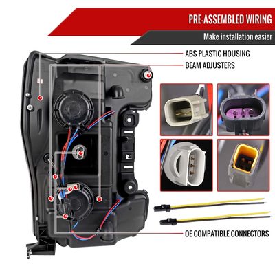 2017-2019 Ford F-250 F-350 F-450 F-550 LED CBar Projector Headlights Black