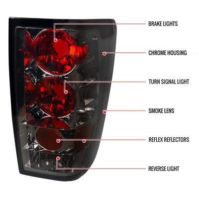 2004-2015 Nissan Titan Tail Lights Chrome Housing/Smoke Lens