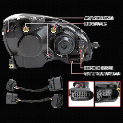 2008-2011 Mercedes Benz W204 C-Class Full LED Projector Headlights Smoke