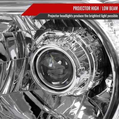 2005-2011 Toyota Tacoma Retro Style Projector Headlights Chrome/Clear Lens