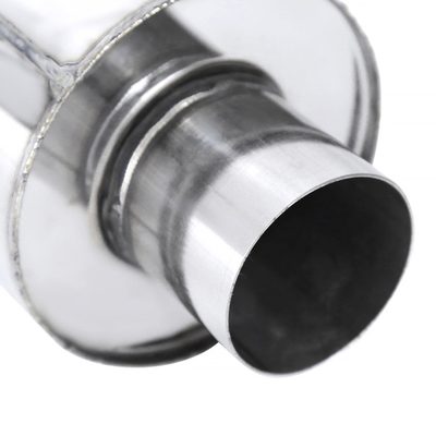Universal 2.5" Inlet/4" Outlet Steel Spiral Exhaust Muffler Slanted Burnt Tip