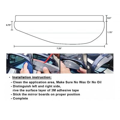 Universal Smoke PVC Plastic Car Rear View Side Mirror Rain Board Eyebrow 2Pcs