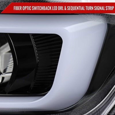 For Chevrolet Camaro 2016-2018 LED Strip Projector Headlights Turn Signal Light Glossy Black Housing Clear Lens