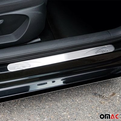 Cadillac Door Sill Scuff Plate Scratch Protector Stainless Steel Silver Wave 4 Pcs
