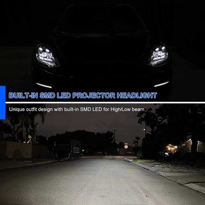 For Porsche Panamera 2017-2022 Matrix LED Projector Headlights DRL Matte Black Clear Lens Glossy Trim