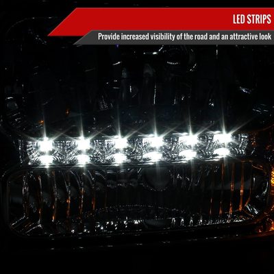1999-2004 Ford F-250/350/450/550/Excursion Crystal Headlights LED Light Chrome