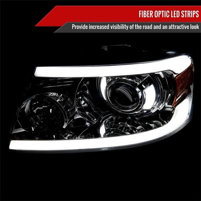 2004-2008 Ford F-150/06-2008 Lincoln Mark LT Projector Headlights LED Bar Smoke