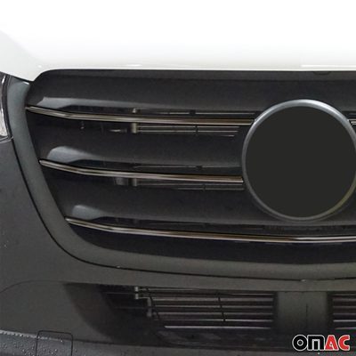 2019-2026 Mercedes Sprinter W907 910 Front Bumper Grill Trim Stainless Steel Dark 5x
