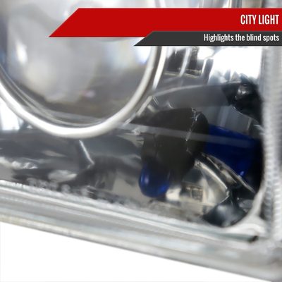 Universal 4"x6" H4 Projector Headlights Chrome Housing/Glass Lens