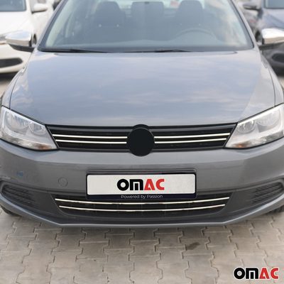 2011-2014 VW Jetta A6 Front Bumper Trim Molding Stainless Steel Silver 2 Pcs