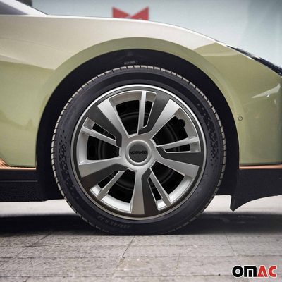 Twintone Hub Caps Wheel Cover 14" Grey & Dark Gray Insert Full Set 4 pcs.