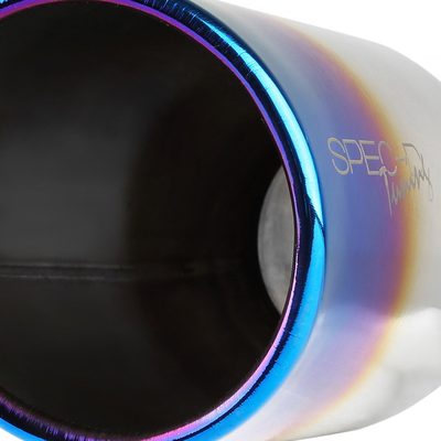 Universal 2.5" Inlet/3.875" Outlet Chrome Steel Angled Burnt Blue Exhaust Tips