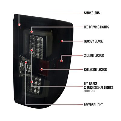 2014-2018 Chevy Silverado 1500 2500HD 3500HD/ Sierra LED Tail Lights Black
