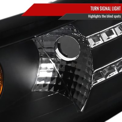 1999-2004 Ford Mustang Dual Halo V2 Projector Headlights Matte Black/Clear
