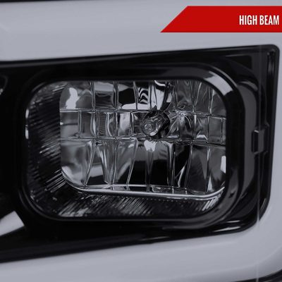 For Ford F-150 2018-2020 LED C Bar Projector Headlights Black Housing Smoked Lens