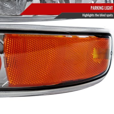 1999-2002 Chevy Silverado/Tahoe/Suburban Headlights Bumper Light Chrome
