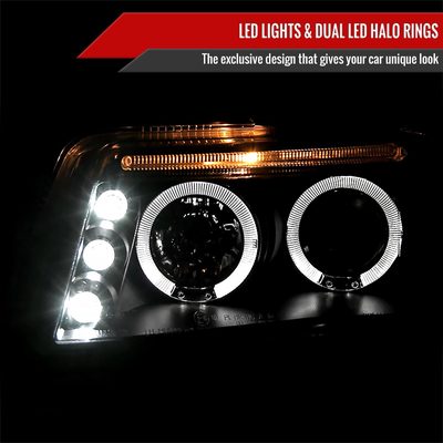 2001-2005 VW Passat Dual Halo Projector Headlights Matte Black/Clear Lens