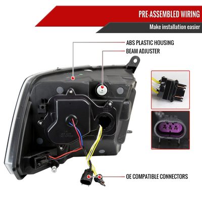 2009-2018 Dodge RAM 1500 RAM Classic / RAM 2500 3500 Full LED Headlights Black