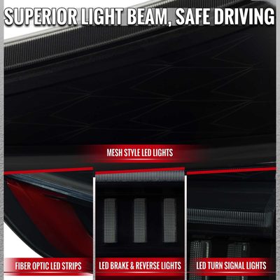For Toyota Sienna 2011-2014 Full LED Tail Lights Sequential Red Fiber Optic Black Smoked Lens Startup