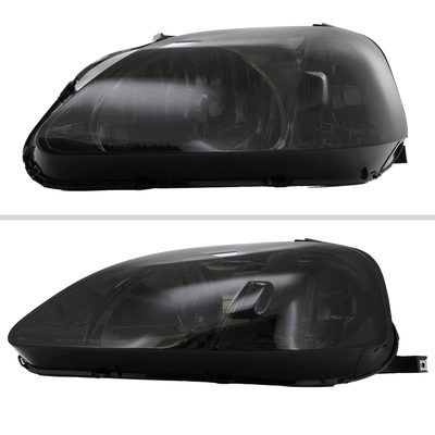 1999-2000 Honda Civic Factory Style Crystal Headlights Chrome/Smoke Lens